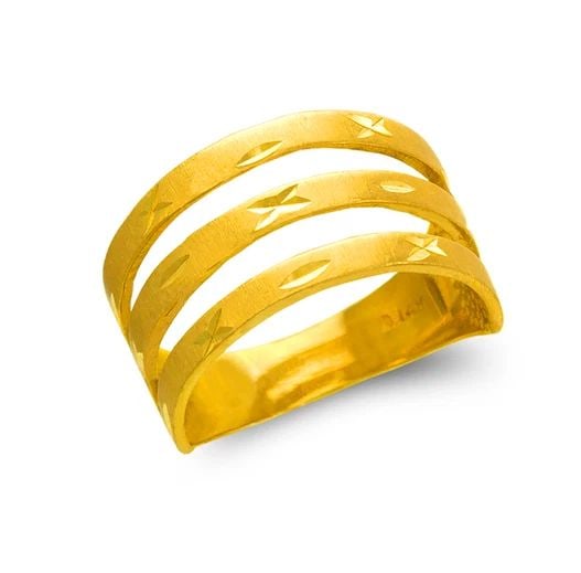 NEW 14K YELLOW GOLD LADIES 3 LAYER BAND RING (1 of 2)