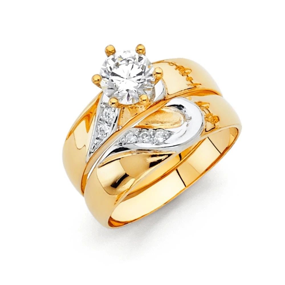 NEW 14K TWO TONE GOLD ENGAGEMENT RING - SIZE 10: NEW 14K TWO TONE GOLD ENGAGEMENT RING ENGAGEMENT RING NEW 14K TWO TONE GOLD WIDTH: 4 mm Apx. WEIGHT: 3.8g