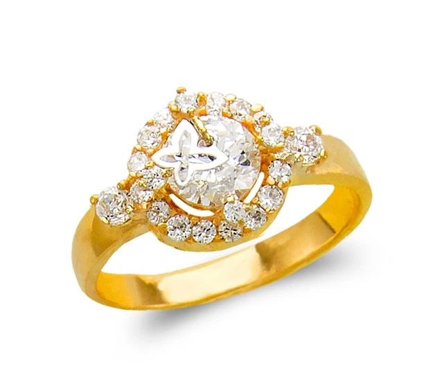 NEW 14K TWO TONE GOLD LADIES FANCY SOLITAIRE BUTTERFLY RING: NEW 14K TWO TONE GOLD LADIES FANCY SOLITAIRE BUTTERFLY RING LADIES FANCY SOLITAIRE BUTTERFLY RING NEW 14K TWO TONE GOLD Apx. WIDTH: 10mm Apx. WEIGHT: 3.8g
