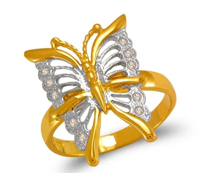NEW 14K TWO TONE GOLD LADIES TWO TONE BUTTERFLY RING (1 of 2)