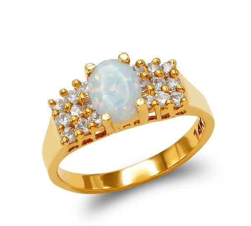 NEW 14K YELLOW GOLD LADIES OPAL RING (1 of 2)