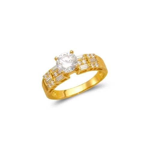 NEW 14K YELLOW GOLD LADIES FANCY SOLITAIRE RING: NEW 14K YELLOW GOLD LADIES FANCY SOLITAIRE RING LADIES FANCY SOLITAIRE RING NEW 14K YELLOW GOLD Apx. SIZE: 5mm Apx. WEIGHT: 3.7g