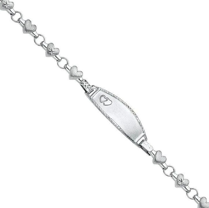 NEW 14K WHITE GOLD STAMPATO OVAL BABY ID BRACELET (1 of 2)
