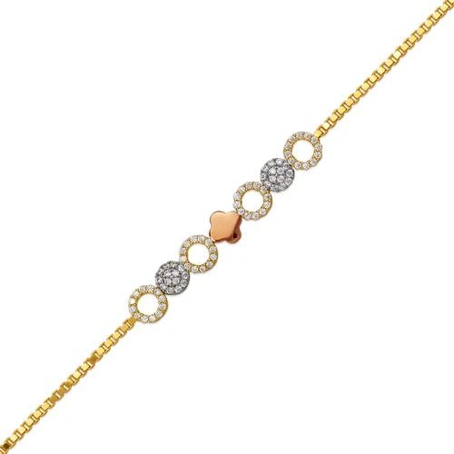 NEW 14K TRICOLOR GOLD LADIES HIGH POLISHED BRACELET (1 of 2)