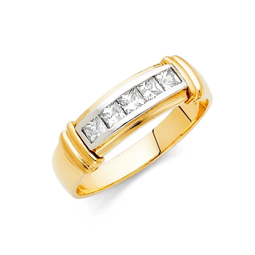 NEW 14K TWO TONE GOLD MEN'S WEDDING BAND - SIZE 10: NEW 14K TWO TONE GOLD MEN'S WEDDING BAND MEN'S WEDDING BAND NEW 14K TWO TONE GOLD WIDTH : 5 mm WEIGHT : 3.7g