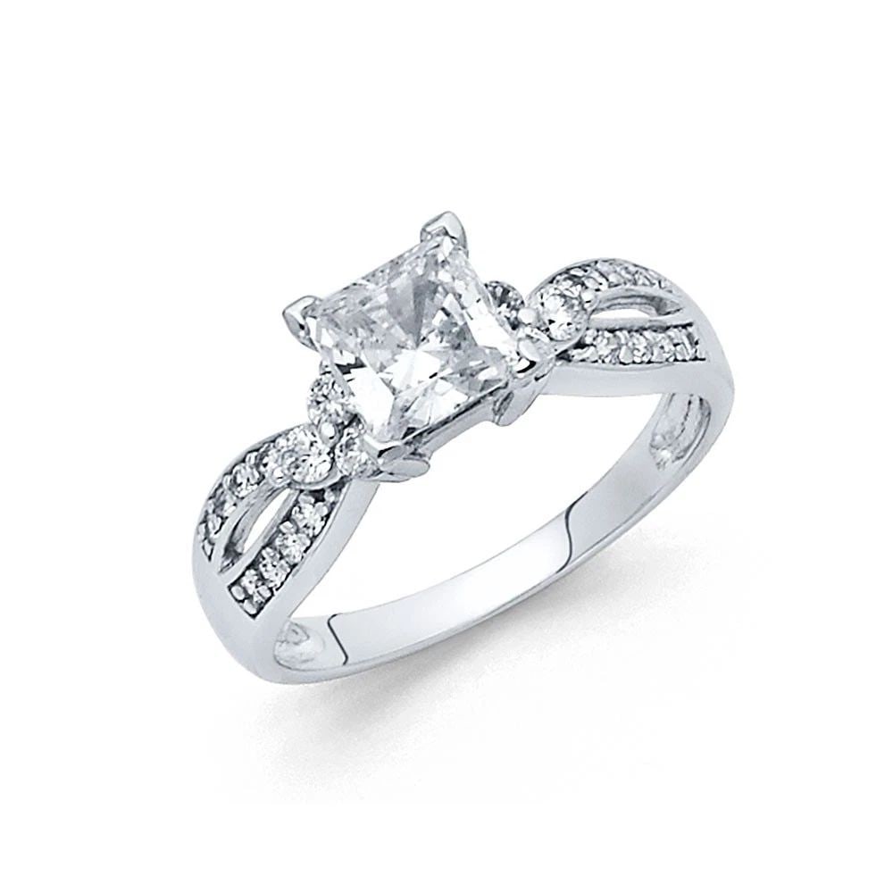 NEW 14K WHITE GOLD PRINCESS ENGAGEMENT RING - SIZE 10 (1 of 2)
