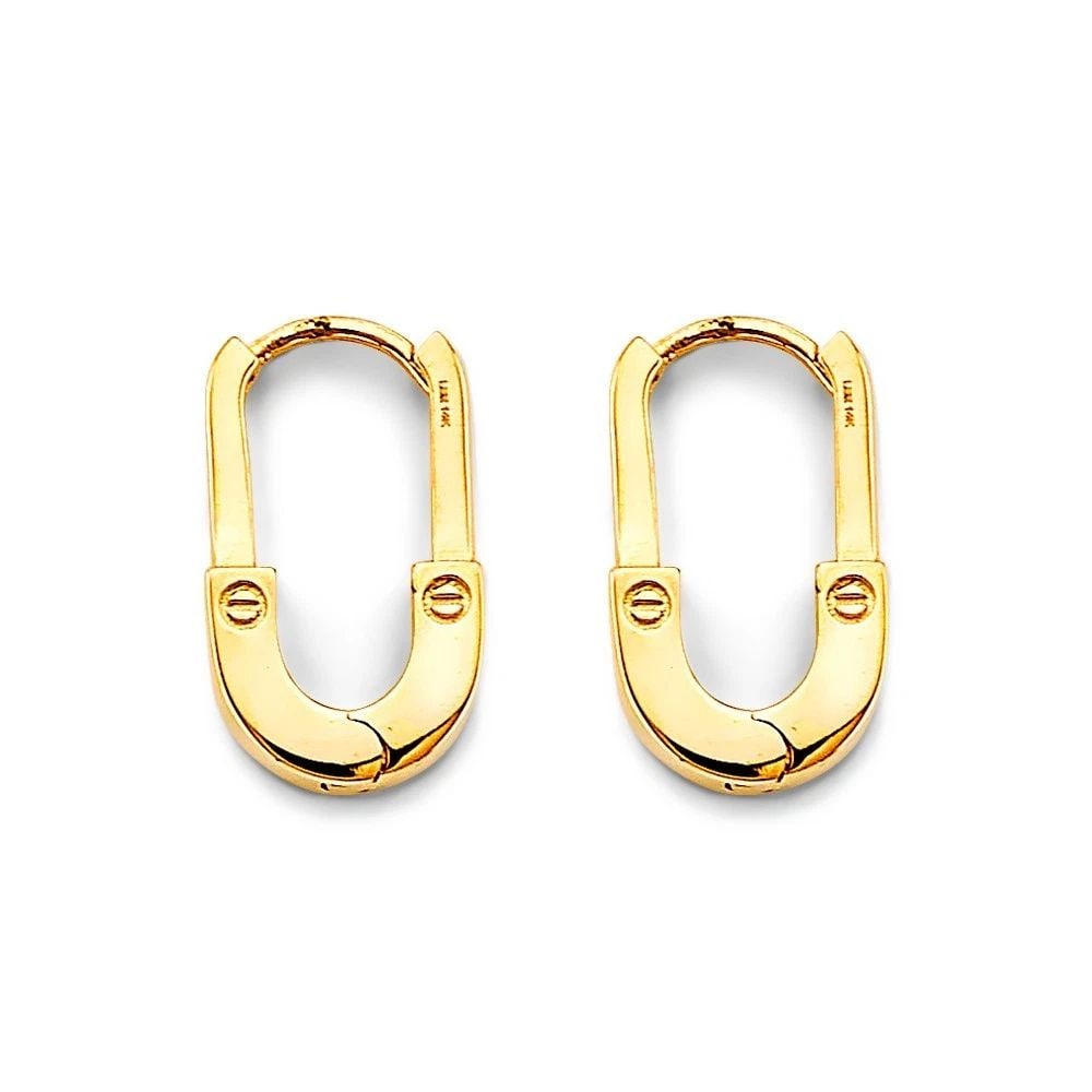 NEW 14K YELLOW GOLD SHINY PAPERCLIP HUGGIES EARRINGS: NEW 14K YELLOW GOLD SHINY PAPERCLIP HUGGIES EARRINGS SHINY PAPERCLIP HUGGIES EARRINGS NEW 14K YELLOW GOLD HEIGHT - 17 mm WIDTH - 10 mm Apx WEIGHT - 2.8 g