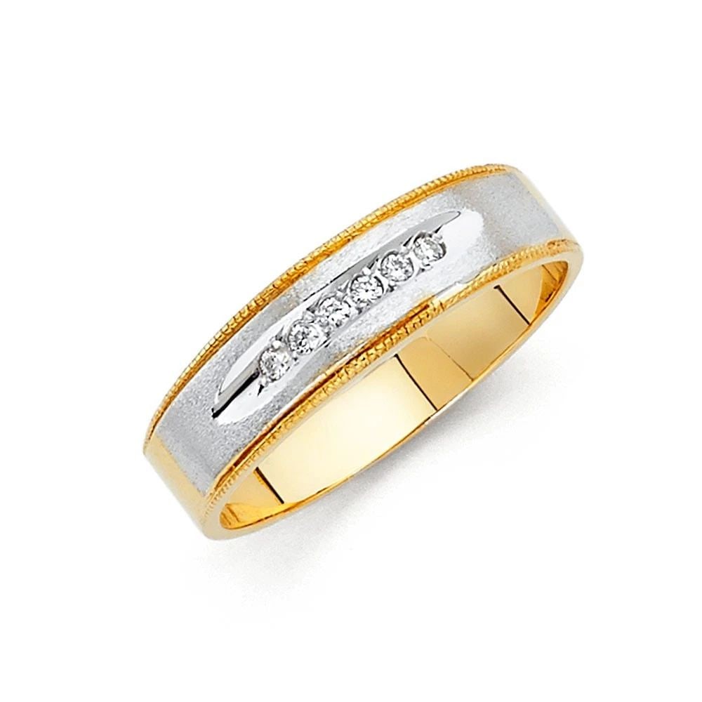 NEW 14K TWO TONE GOLD MEN'S WEDDING BAND - SIZE 10: NEW 14K TWO TONE GOLD MEN'S WEDDING BAND MEN'S WEDDING BAND NEW 14K TWO TONE GOLD WIDTH: 6 mm Apx. WEIGHT: 3.65 g