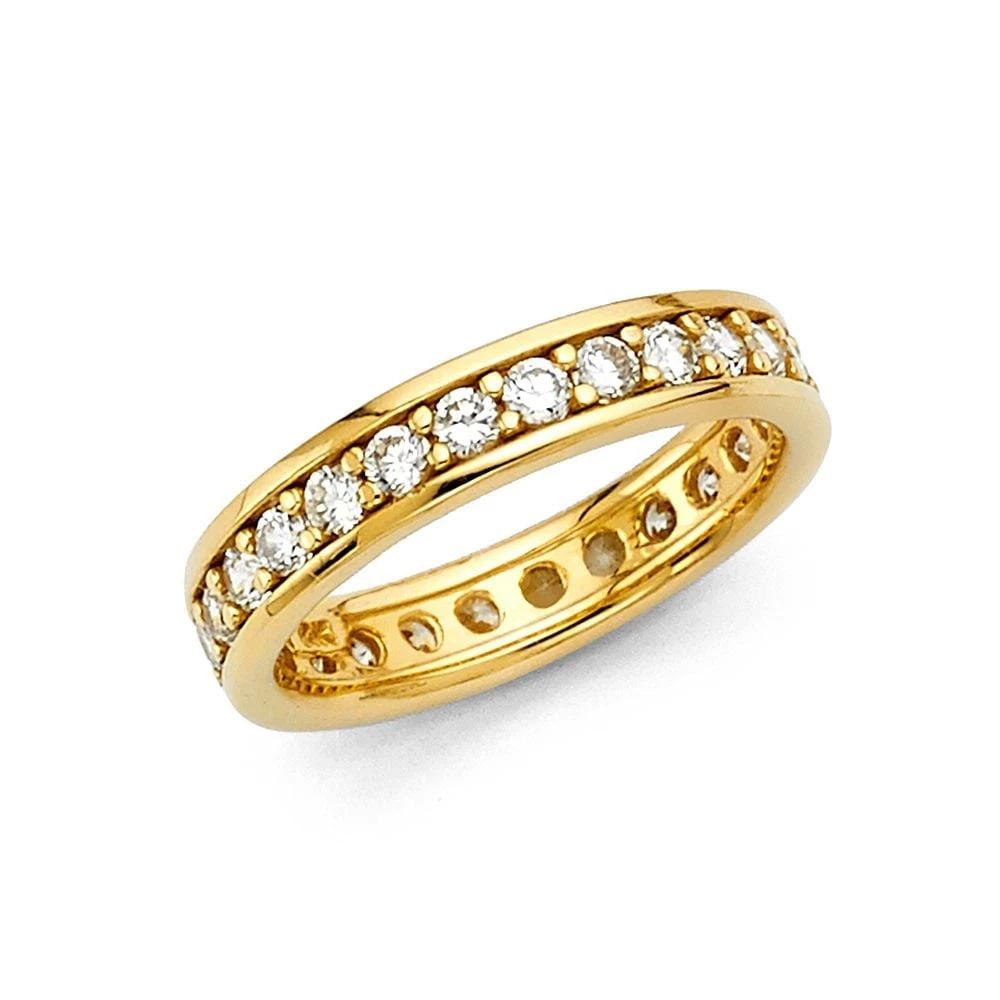 NEW 14K YELLOW GOLD ROUND ETERNITY CHANNEL SET BAND (1 of 2)
