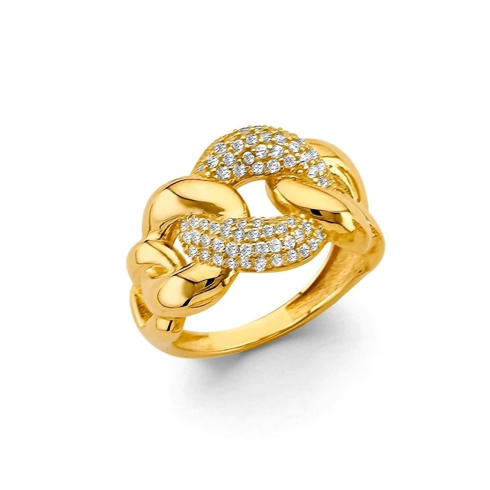 NEW 14K YELLOW GOLD LINK STYLE RING - SIZE 7 (1 of 2)