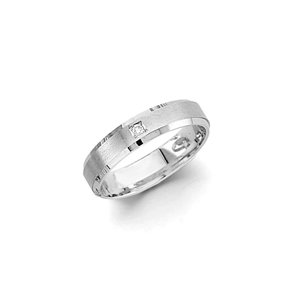 NEW 14K WHITE GOLD 4MM SAND POLISH WEDDING BAND - SIZE 7 (1 of 2)