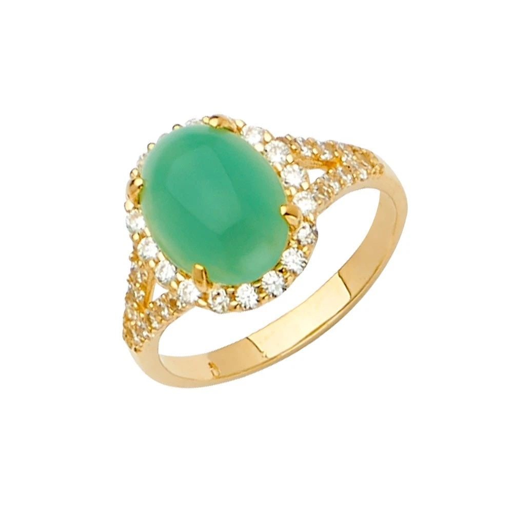 NEW 14K YELLOW GOLD JADE RING/SET - SIZE 10 (1 of 2)