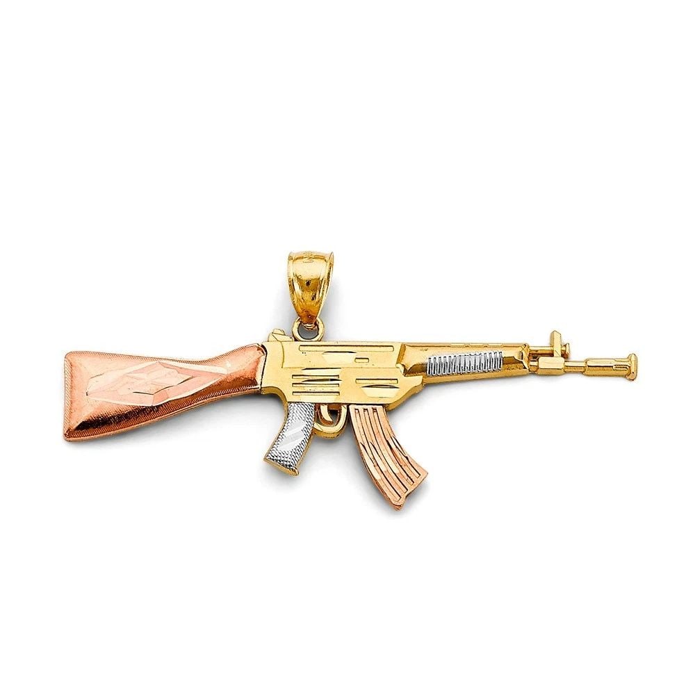 NEW 14K TRI COLOR GOLD RIFLE GUN PENDANT (1 of 2)