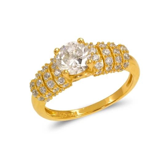 NEW 14K YELLOW GOLD LADIES FANCY SOLITAIRE RING (1 of 2)