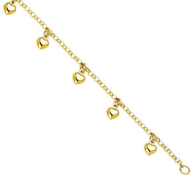 NEW 14K YELLOW GOLD HANGING CHARM BRACELET: 14K YELLOW GOLD HANGING CHARM BRACELET HANGING CHARM BRACELET NEW 14K YELLOW GOLD LENGTH - 7in Apx WEIGHT - 3.6g