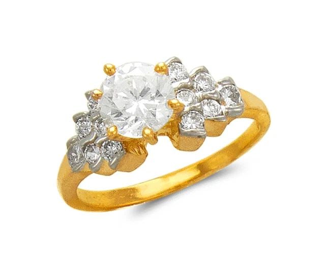 NEW 14K TWO TONE GOLD LADIES FASHION SOLITAIRE RING (1 of 2)