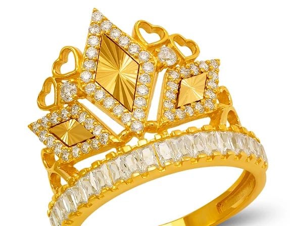 NEW 14K YELLOW GOLD FANCY TIARA RING (1 of 2)