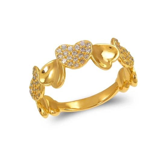 NEW 14K YELLOW GOLD LADIES FANCY HEARTS RING (1 of 2)