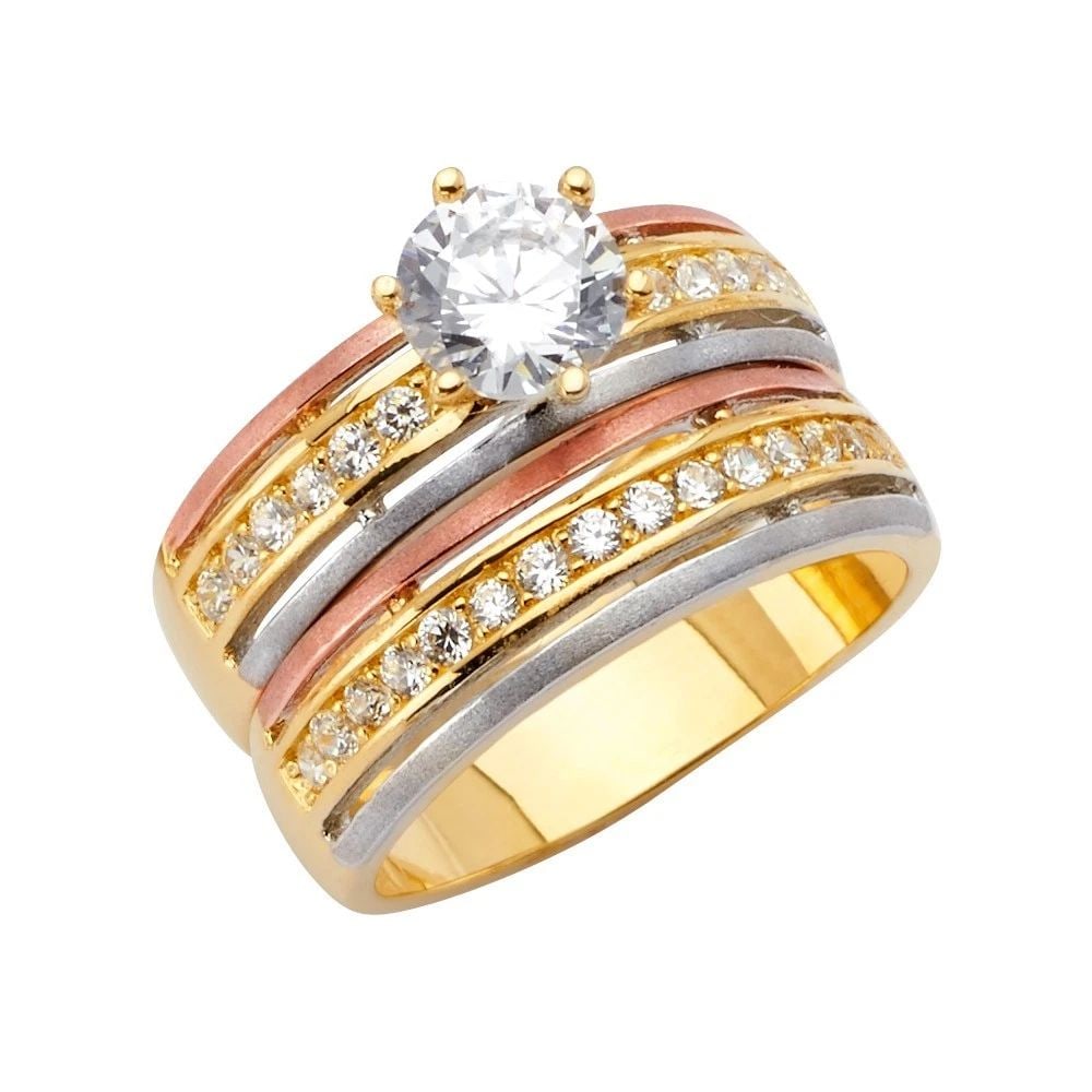 NEW 14K TRI COLOR GOLD LADIES WEDDING BAND/TRIO SET - SIZE 7: NEW 14K TRI COLOR GOLD LADIES WEDDING BAND/TRIO SET LADIES WEDDING BAND/TRIO SET NEW 14K TRI COLOR GOLD WIDTH : WEIGHT : 3.4g