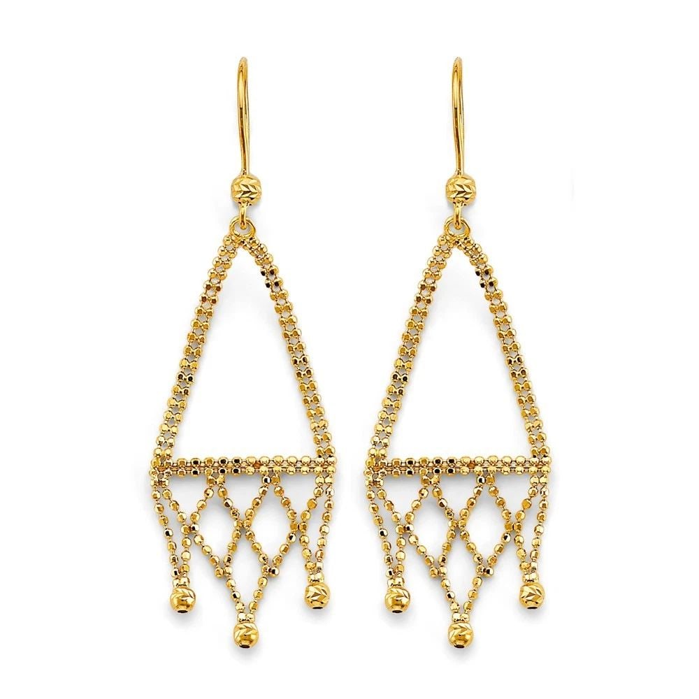 NEW 14K YELLOW GOLD BEADED EARRINGS (1 of 2)