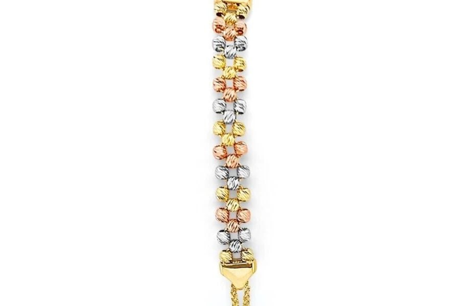 NEW 14K TRI COLOR GOLD BALL FRIENDSHIP BRACELET: NEW 14K TRI COLOR GOLD BALL FRIENDSHIP BRACELET BALL FRIENDSHIP BRACELET NEW 14K TRI COLOR GOLD 0 Apx WEIGHT - 3.4g