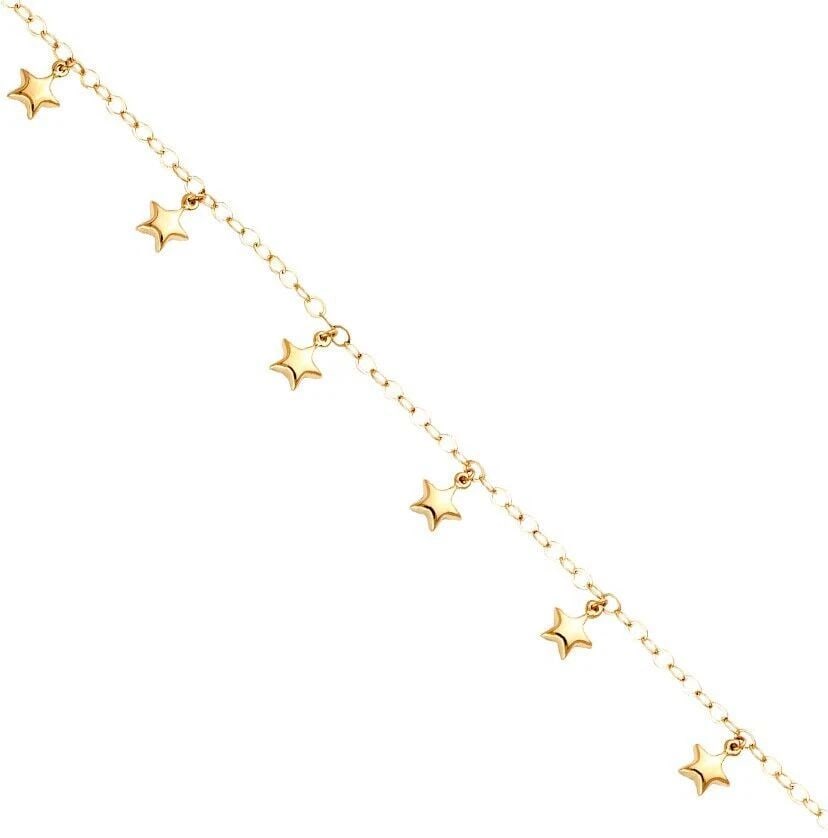 NEW 14K YELLOW GOLD HANGING STAR BRACELET & ANKLET (1 of 2)