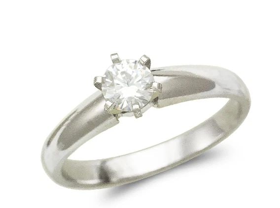 NEW 14K WHITE GOLD 3MM LADIES WHITE SOLITAIRE RING: NEW 14K WHITE GOLD 3MM LADIES WHITE SOLITAIRE RING 3MM LADIES WHITE SOLITAIRE RING NEW 14K WHITE GOLD Apx. WIDTH: 3mm Apx. WEIGHT: 3.4g