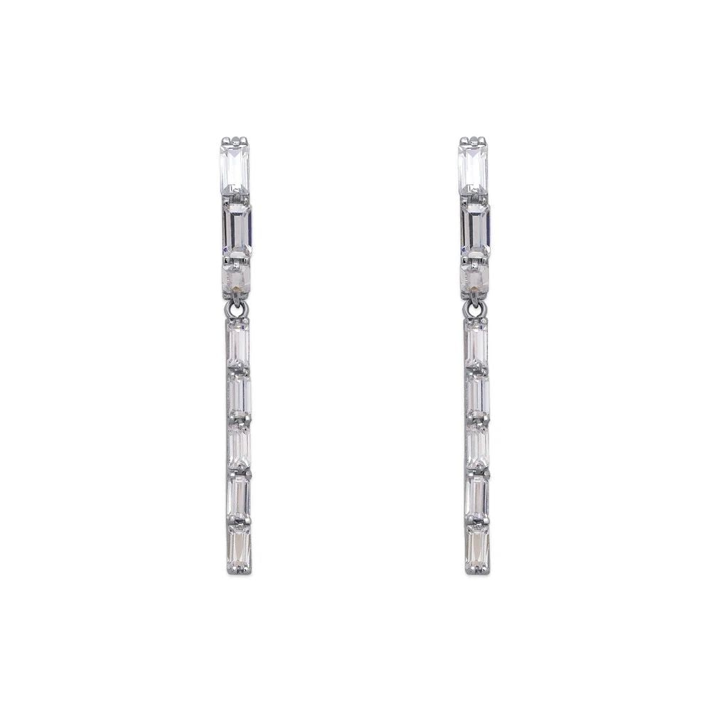 NEW 14K WHITE GOLD FANCY DROP BAR EARRINGS (1 of 2)