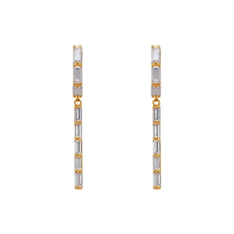 NEW 14K YELLOW GOLD FANCY DROP BAR EARRINGS (1 of 2)