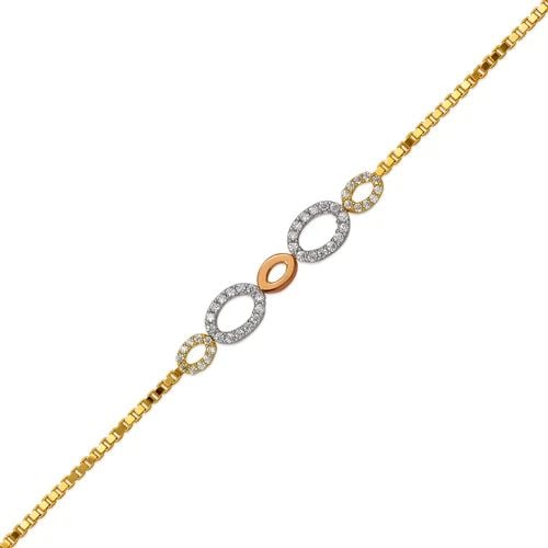 NEW 14K TRICOLOR GOLD LADIES HIGH POLISHED BRACELET (1 of 2)