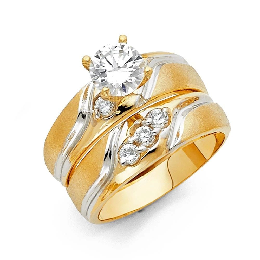 NEW 14K TWO TONE GOLD LADIES WEDDING BAND - SIZE 7 (1 of 2)