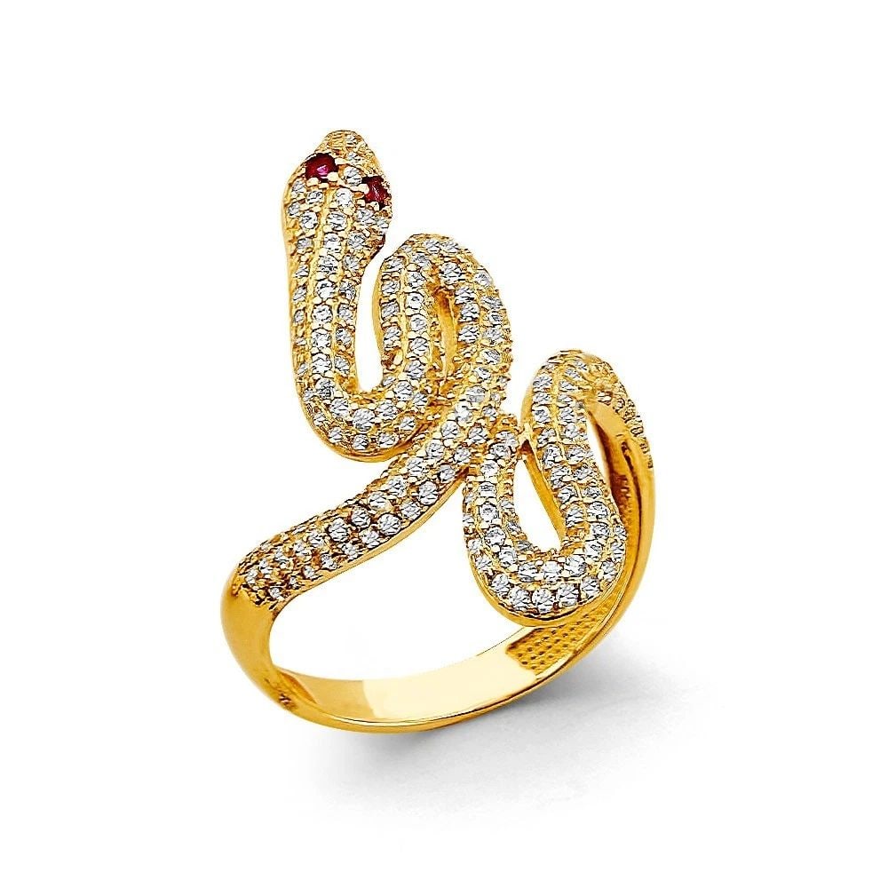 NEW 14K YELLOW GOLD SNAKE RING: NEW 14K YELLOW GOLD CZ SNAKE RING CZ SNAKE RING NEW 14K YELLOW GOLD WIDTH : WEIGHT : 3.4g