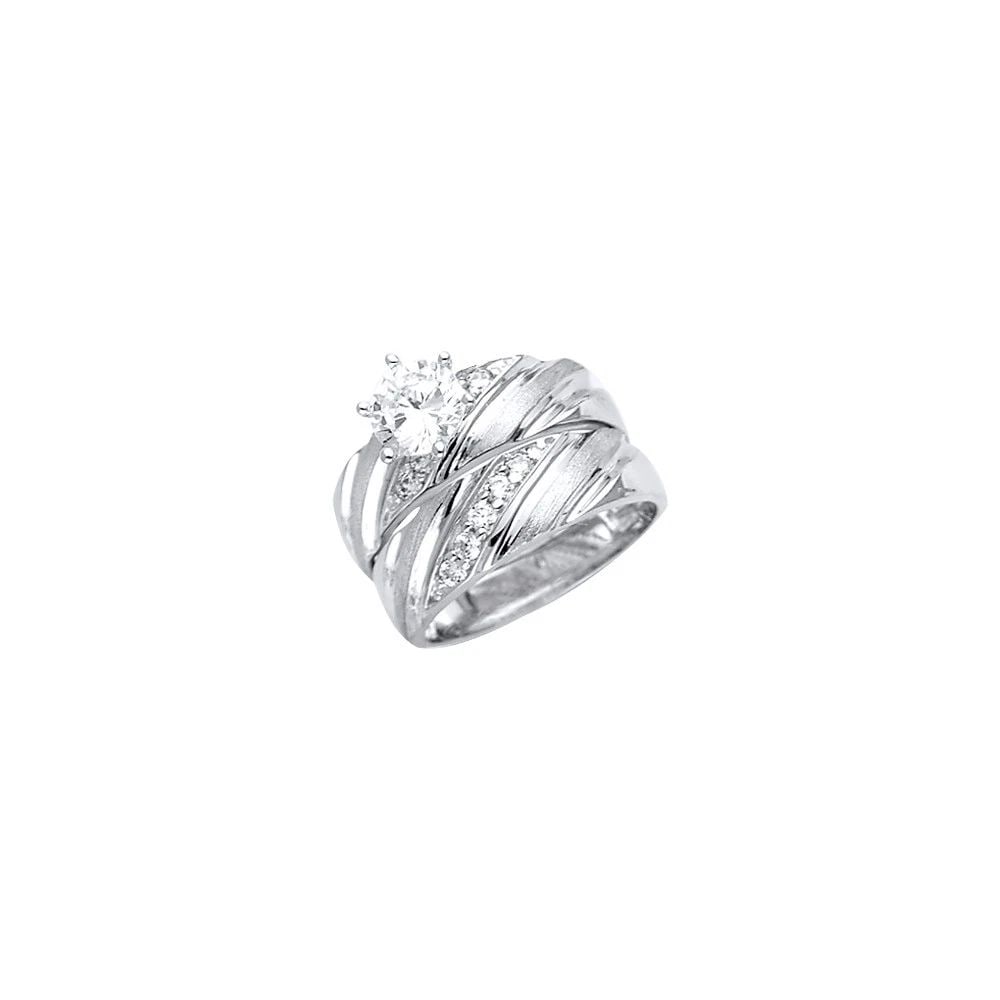 NEW 14K WHITE GOLD LADIES WEDDING BAND/TRIO SET - SIZE 7 (1 of 2)