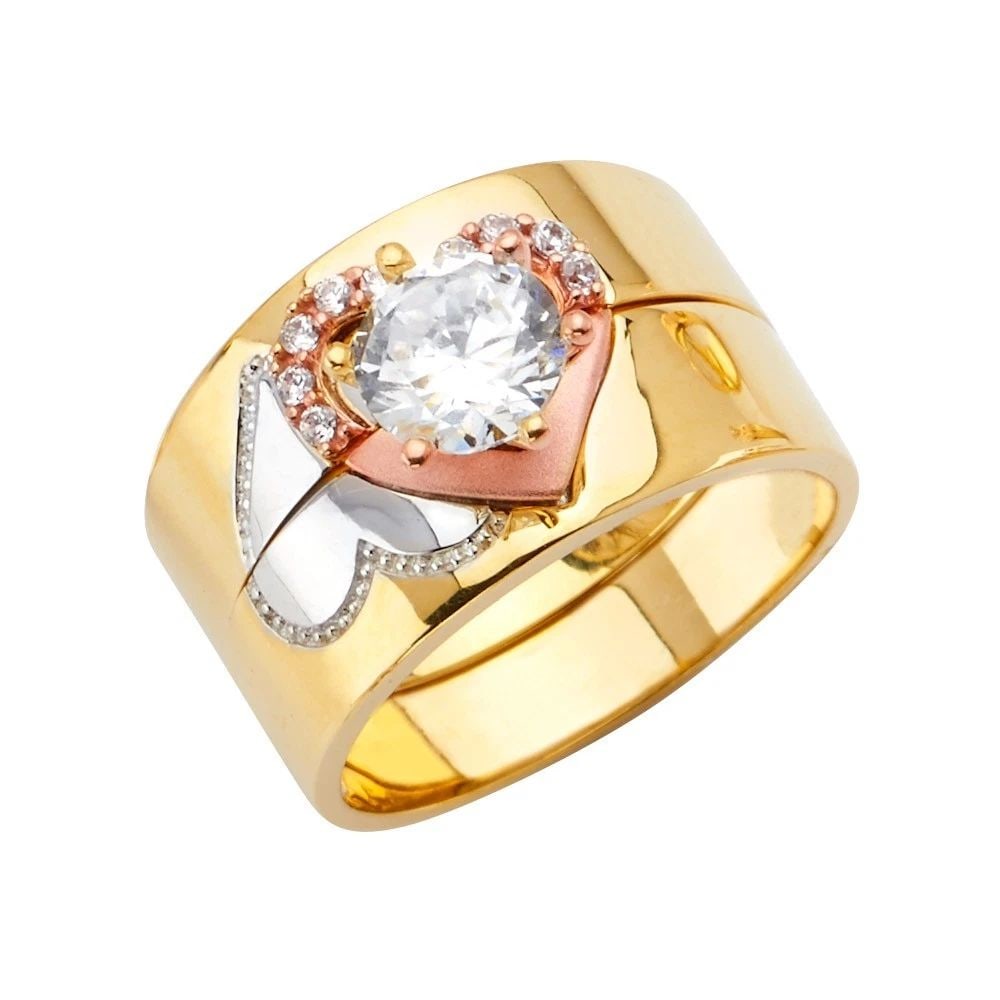 NEW 14K TRI COLOR GOLD LADIES WEDDING BAND/TRIO SET - SIZE 7: NEW 14K TRI COLOR GOLD LADIES WEDDING BAND/TRIO SET LADIES WEDDING BAND/TRIO SET NEW 14K TRI COLOR GOLD WIDTH : WEIGHT : 3.4g