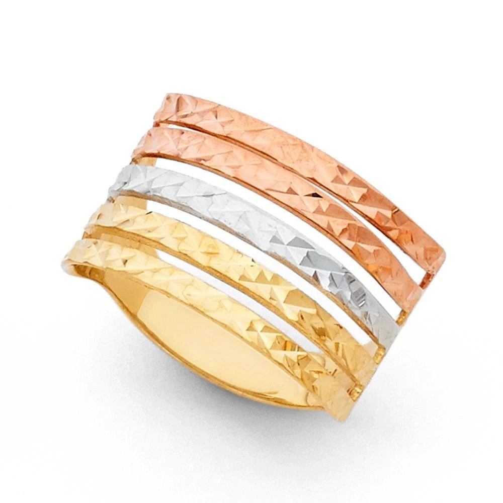 NEW 14K TRI COLOR GOLD SEMANARIO RING - SIZE 7: NEW 14K TRI COLOR GOLD SEMANARIO RING SEMANARIO RING NEW 14K TRI COLOR GOLD WIDTH: 15 mm Apx. WEIGHT: 3.3g