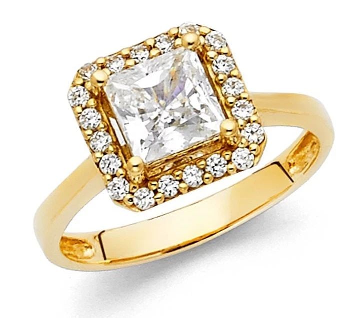 NEW 14K YELLOW GOLD PRINCESS ENGAGEMENT RING -SIZE 7 (1 of 2)