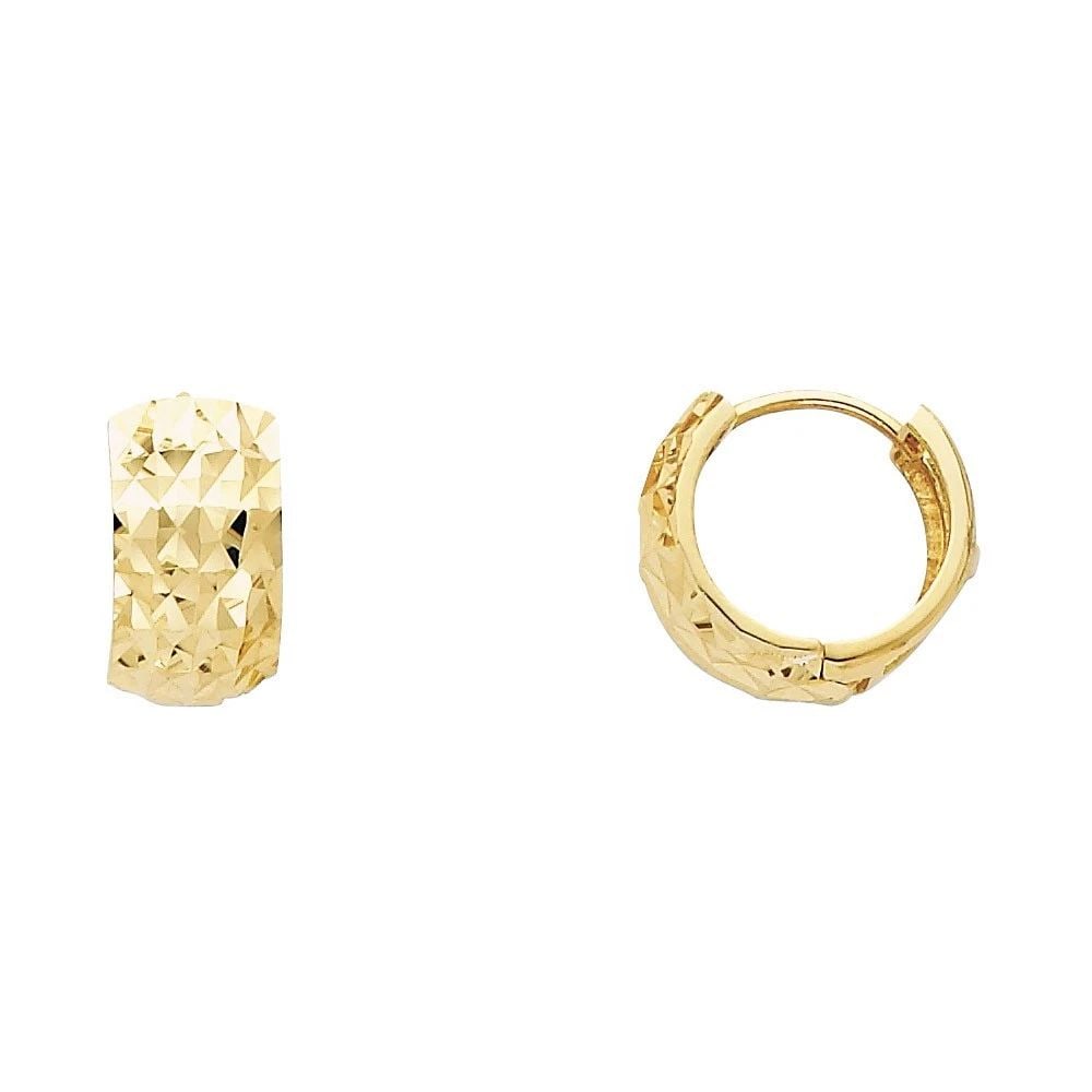 NEW 14K YELLOW GOLD DC HUGGIES EARRINGS: NEW 14K YELLOW GOLD DC HUGGIES EARRINGS DC HUGGIES EARRINGS NEW 14K YELLOW GOLD HEIGHT - 15 mm WIDTH - 15 mm Apx WEIGHT - 2.5 g