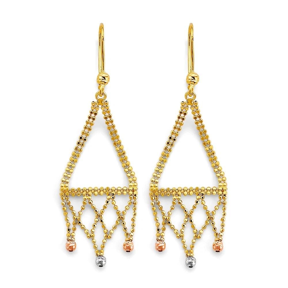 NEW 14K TRI COLOR GOLD BEADED EARRINGS (1 of 2)