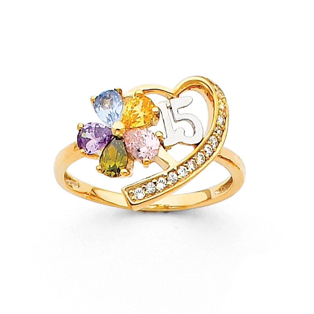 NEW 14K TWO TONE GOLD 15 YEARS RING - SIZE 7 (1 of 2)