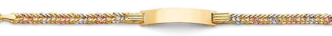 NEW 14K TRI COLOR GOLD BABY ID BRACELET: NEW 14K TRI COLOR GOLD BABY ID BRACELET BABY ID BRACELET NEW 14K TRI COLOR GOLD C Z LENGTH - 5.5+0.5in Apx WEIGHT - 3.3g