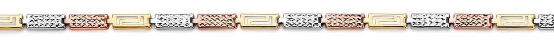 NEW 14K TRI COLOR GOLD FANCY BRACELET: NEW 14K TRI COLOR GOLD FANCY BRACELET FANCY BRACELET NEW 14K TRI COLOR GOLD LENGTH - 7.5in Apx WEIGHT - 3.3g