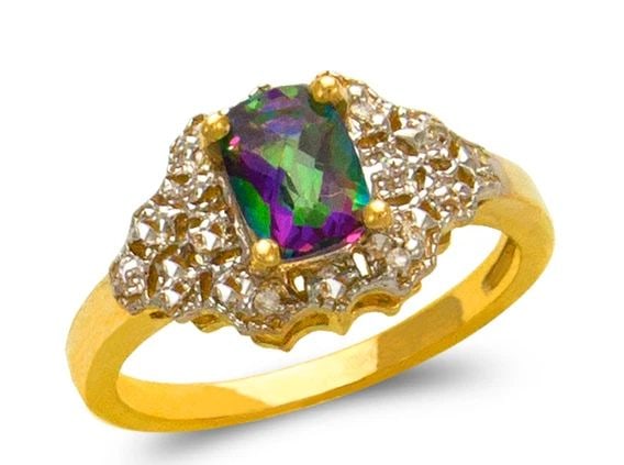 NEW 14K TWO TONE GOLD LADIES MYSTIC RING: NEW 14K TWO TONE GOLD LADIES MYSTIC RING LADIES MYSTIC RING NEW 14K TWO TONE GOLD Apx. WIDTH: 7mm Apx. WEIGHT: 3.3g