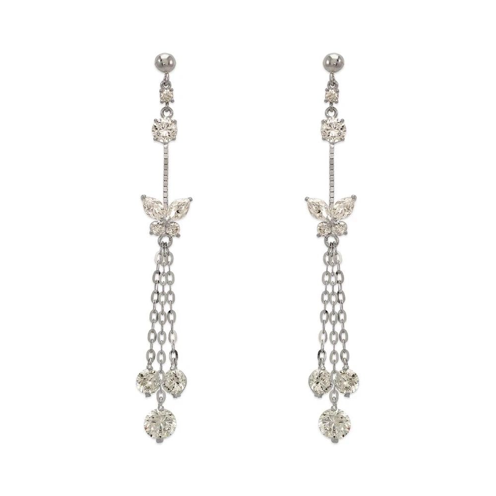 NEW 14K WHITE GOLD FANCY BUTTERFLY DANGLING EARRINGS: NEW 14K WHITE GOLD FANCY BUTTERFLY DANGLING EARRINGS FANCY BUTTERFLY DANGLING EARRINGS NEW 14K WHITE GOLD Width: Approx. 7x65mm Apx WEIGHT: 3.3g