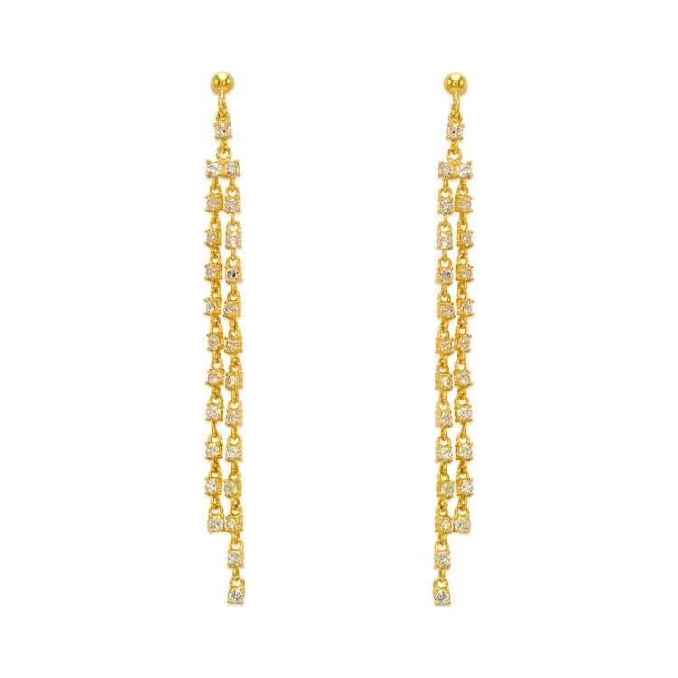 NEW 14K YELLOW GOLD FANCY CHANDELIER DANGLING EARRINGS: NEW 14K YELLOW GOLD FANCY CHANDELIER DANGLING EARRINGS FANCY CHANDELIER DANGLING EARRINGS NEW 14K YELLOW GOLD Width: Approx. 2x65mm Apx WEIGHT: 3.3g