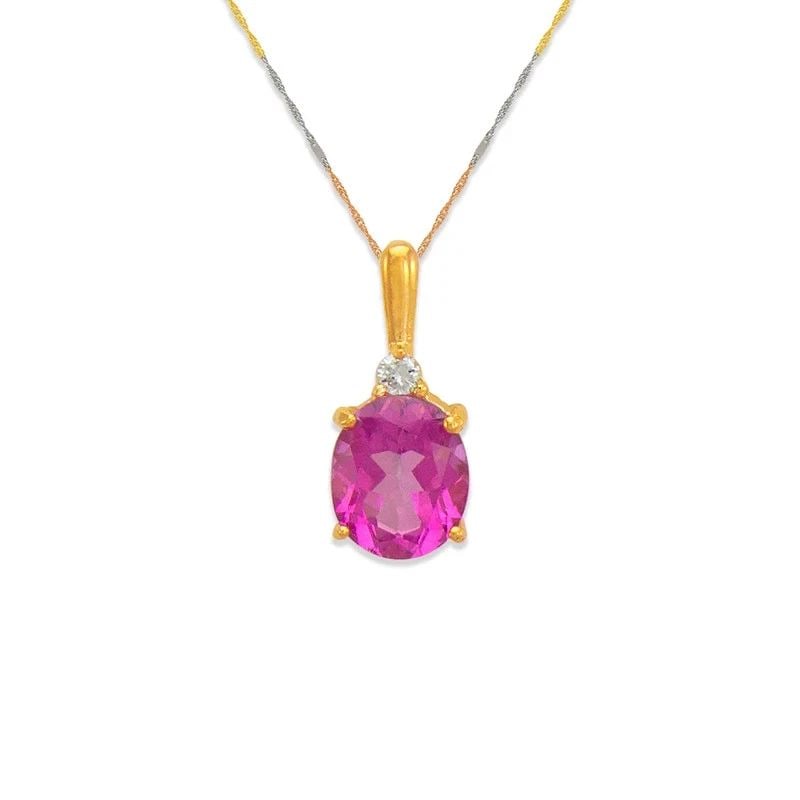 NEW 14K YELLOW GOLD PINK TOPAZ PENDANT (1 of 2)