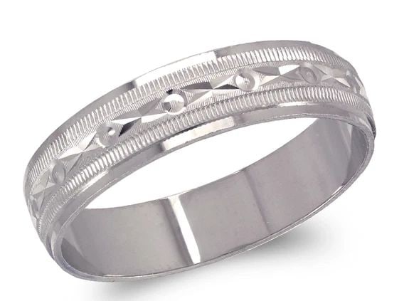 NEW 14K WHITE GOLD WHITE SHOOTING STAR STAMPING WEDDING BAND (1 of 2)