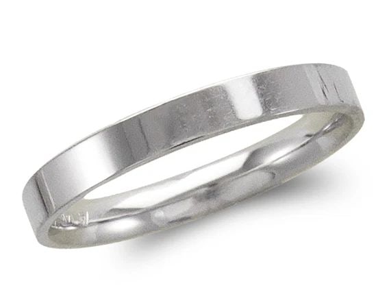 NEW 14K WHITE GOLD 3MM PLAIN WHITE FLAT WEDDING BAND (1 of 2)