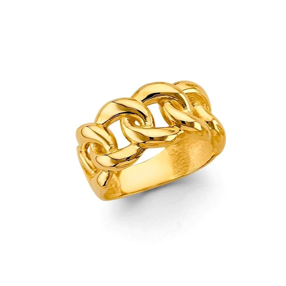NEW 14K YELLOW GOLD LINK STYLE RING -SIZE 7 (1 of 2)