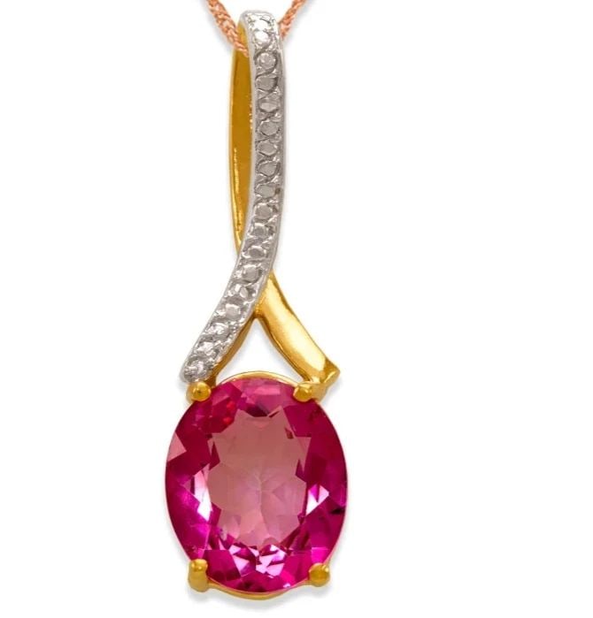 NEW 14K TWO TONE GOLD PINK TOPAZ PENDANT: NEW 14K TWO TONE GOLD PINK TOPAZ PENDANT PINK TOPAZ PENDANT NEW 14K TWO TONE GOLD Apx. WIDTH: 10x33mm Apx WEIGHT: 3.2g