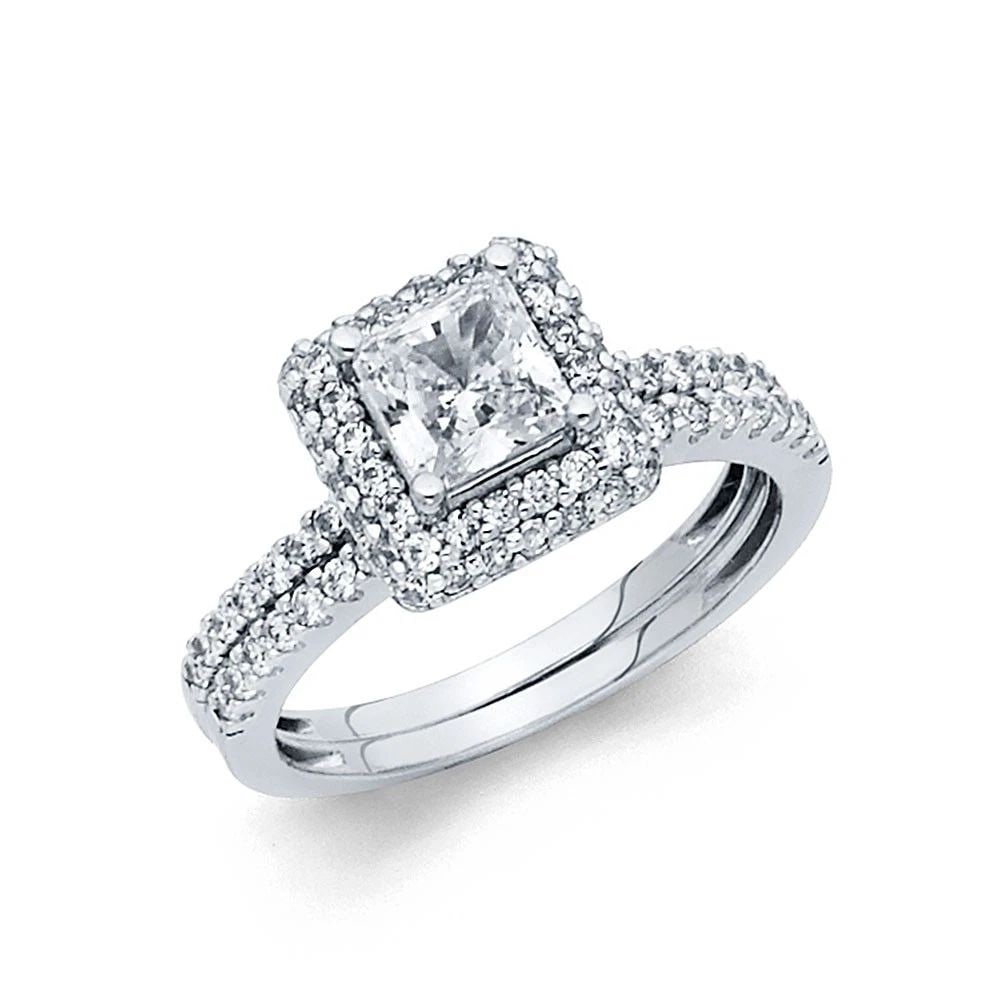 NEW 14K WHITE GOLD PRINCESS ENGAGEMENT RING (1 of 2)